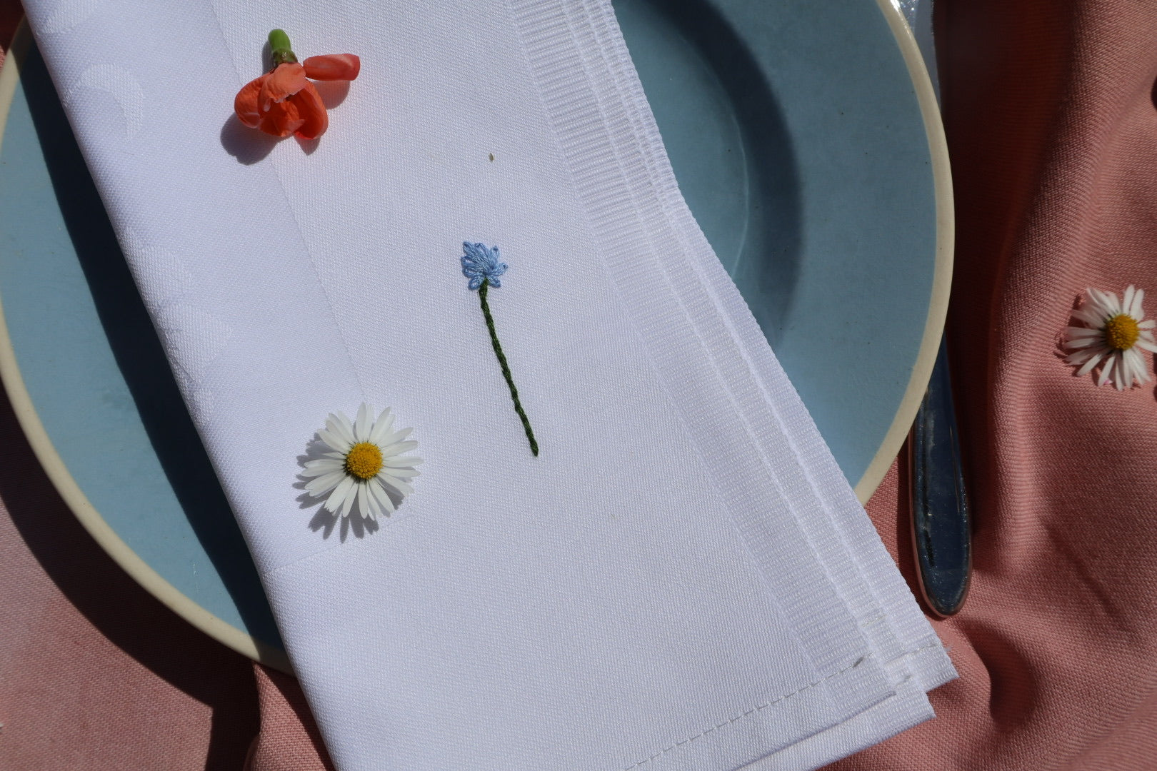BRODEREDE STOFSERVIETTER blomster(4 stk.)